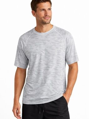 Spyder Swim Gray Camo Rash Guard Short Sleeve XL UPF Performance Tee Sunmer